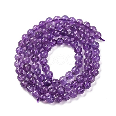 Natural Amethyst Round Bead Strands G-M212-4mm-01B-1