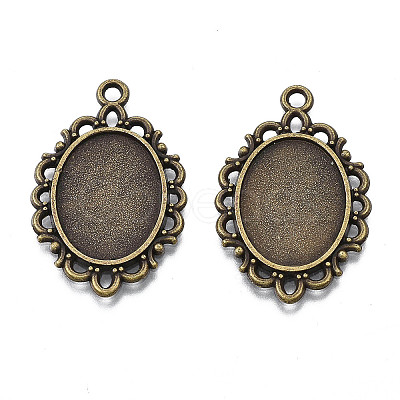 Filigree Wrap Oval Alloy Pendant Cabochon Settings X-PALLOY-N0088-13AB-NF-1