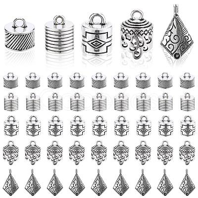 50Pcs 5 Style Tibetan Style Alloy Cord Ends TIBEP-PH0001-25-1