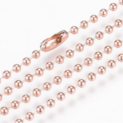 304 Stainless Steel Ball Chain Necklace MAK-R012-02RG-1