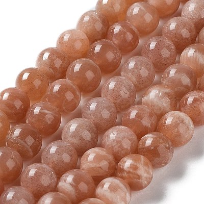 Round Natural Grade B Sunstone Beads Strands G-F222-33-10mm-1