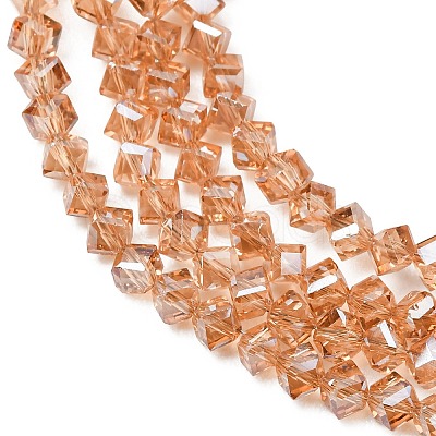 Electroplate Transparent Glass Beads Strands GL-CBA7A17-01A-07-1