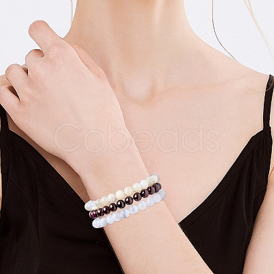 100Pcs Natural White Moonstone Round Beads with Strong Stretchy Beading Elastic Thread G-SZ0002-31-1