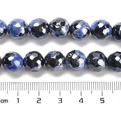Electroplated Natural Fire Crackle Agate Round Beads Strands G-G0006-A02-02-1