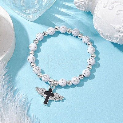Plating Acrylic Stretch Bracelets BJEW-JB11043-02-1