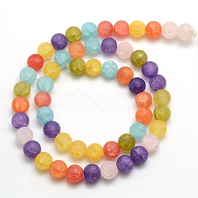 Frosted Synthetic Crackle Quartz Round Beads Strands G-L155-8mm-04-1