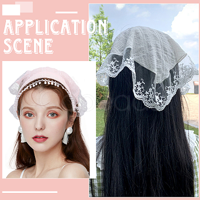 2Pcs 2 Colors Pastoral Style Polyester Lace Cloth Hair Bands OHAR-CY0001-14-1