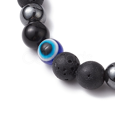 Round Gemstone Beaded Stretch Bracelets BJEW-JB11005-01-1