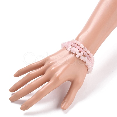 Natural Rose Quartz Stretch Bracelets BJEW-JB05647-1