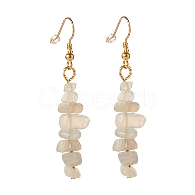 Natural White Moonstone Chip Beaded Dangle Earrings EJEW-JE04788-06-1