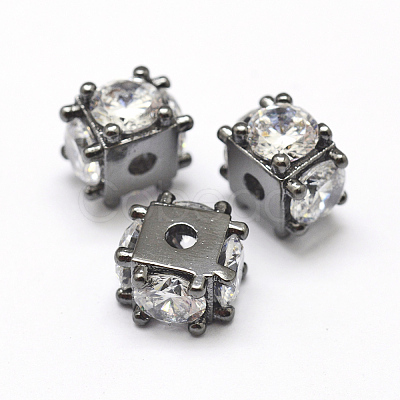 Brass Micro Pave Grade AAA Cubic Zirconia Beads KK-P126-02B-NR-1