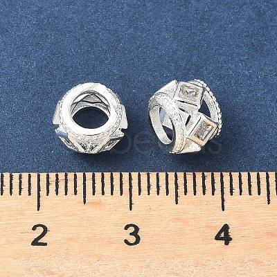 Brass Micro Pave Clear Cubic Zirconia European Beads KK-A254-16S-1