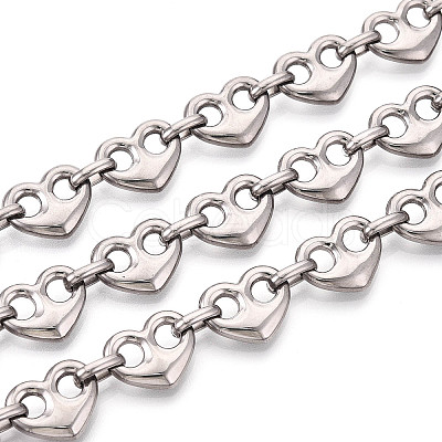 304 Stainless Steel Heart Link Chains CHS-Q009-03P-03-1
