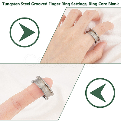 1Pc Tungsten Steel Grooved Finger Ring Settings RJEW-UN0002-93A-1