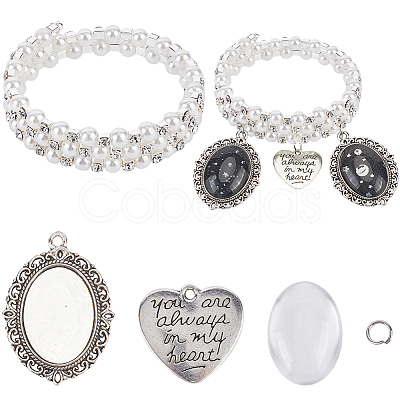DIY Blank Oval Wedding Bouquet Charm Making Kit DIY-SC0025-07A-1