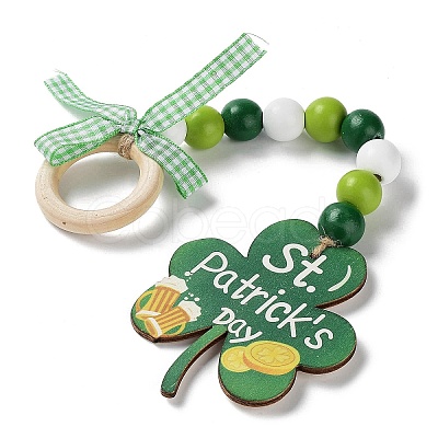 Saint Patrick's Day Wood Pendant Decoration HJEW-G023-02C-1