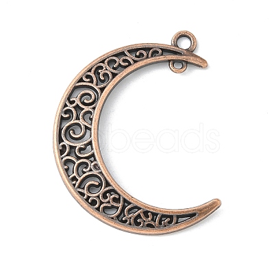 Tibetan Style Alloy Hollow Moon 2-Loop Link Pendants TIBEP-5312-R-FF-1