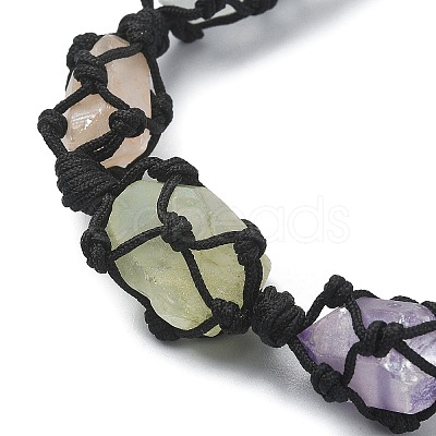 Dyed Natural Quartz Crystal Braided Bead Bracelets BJEW-TA00346-01-1