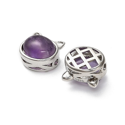 Brass Pave Natural Amethyst Multi-Strand Links KK-D366-01P-G-1