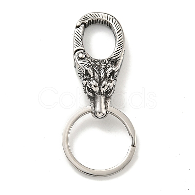 Tibetan Style 316 Surgical Stainless Steel Fittings with 304 Stainless Steel Key Ring FIND-Q101-09AS-05-1
