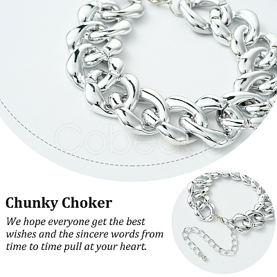 1Pc Aluminum Chunky Cuban Link Chain Choker Necklaces for Women NJEW-SP0001-11P-1
