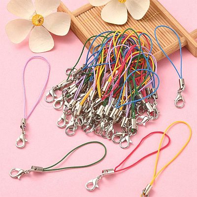 50Pcs 5 Colors Polyester Cord Mobile Straps MOBA-YW0001-03-1
