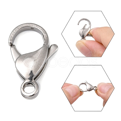 Tarnish Resistant Polished 316 Surgical Stainless Steel Lobster Claw Clasps LS-STAS-R072-18A-1