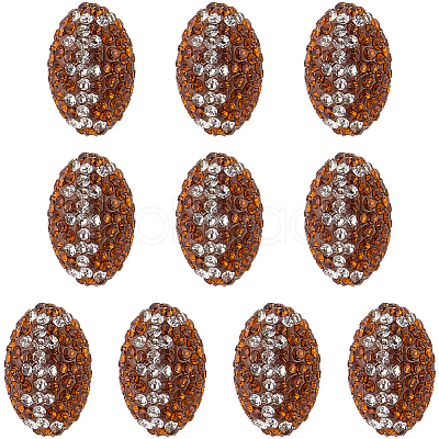 10Pcs Handmade Polymer Clay Rhinestone Beads RB-SC0001-22-1