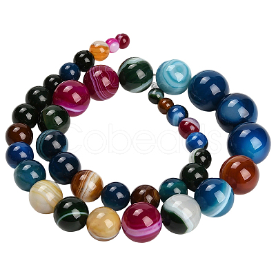 1 Strand Natural Banded Agate Graduated Beads Strands G-PA0002-04A-1
