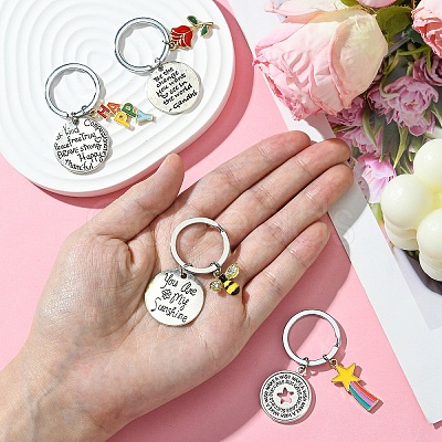 Bees Alloy Enamel & Rhinestone Keychain KEYC-YW00071-01-1