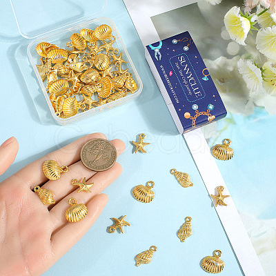 60Pcs 3 Styles Ocean Theme Alloy Pendants FIND-SC0012-44-1