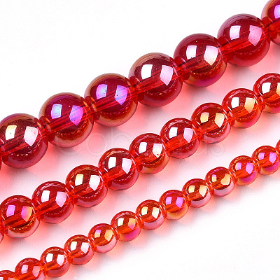 Electroplate Transparent Glass Beads Strands GLAA-T032-T6mm-AB09-1
