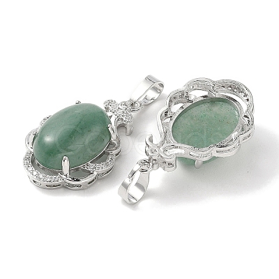 Natural Green Aventurine Oval Pendants G-NH0025-15P-29-1