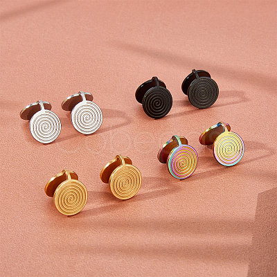 8Pcs 4 Colors 304 Stainless Steel Vortex Cuff Earrings EJEW-FI0001-60-1