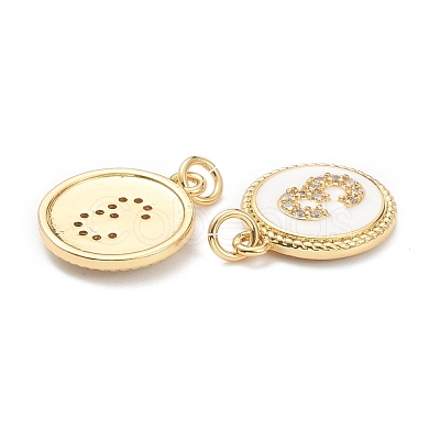 Brass Micro Pave Clear Cubic Zirconia Charms ZIRC-J040-44G-03-1