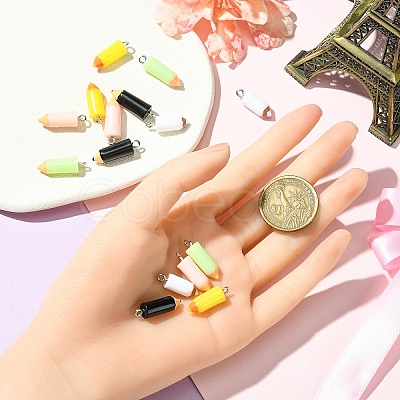 15Pcs 5 Colors Resin Pendants RESI-YW0004-88-1