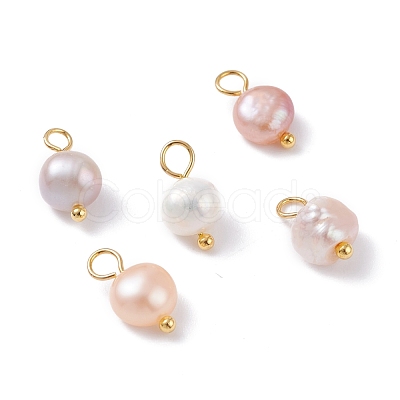 Natural Cultured Freshwater Pearl Charms X-PALLOY-JF01098-02-1