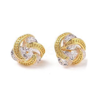 Rack Plating Brass Micro Pave Cubic Zirconia Stud Earrings EJEW-I304-04G-1