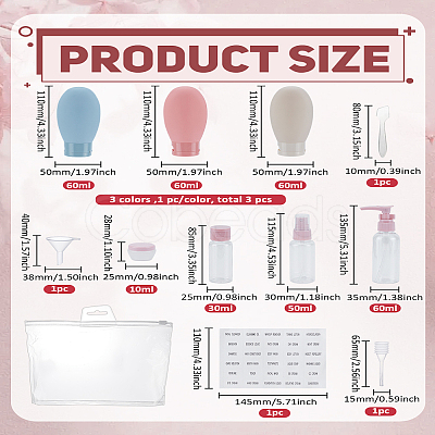 11Pcs Plastic Travel Bottles Sets MRMJ-LP0002-37-1
