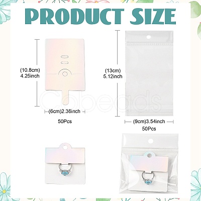 50Pcs Rectangle Foldable Paper Jewelry Display Cards for Rings CDIS-FS0001-31D-1