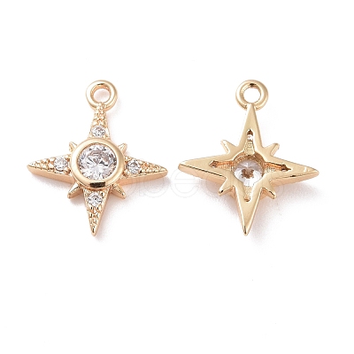 Brass Micro Pave Clear Cubic Zirconia Charms KK-G418-08G-1