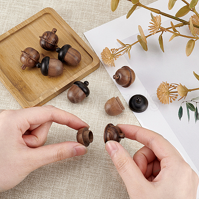 8Pcs 2 Styles Natural Wood Locket Pendants WOOD-GA0001-72-1
