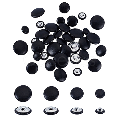 40Pcs 4 Styles 1-Hole PU Leather Buttons DIY-GA0008-32-1
