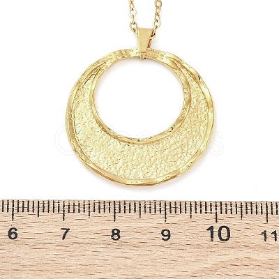 Flat Round 304 Stainless Steel Pendant Necklaces NJEW-M096-26G-1