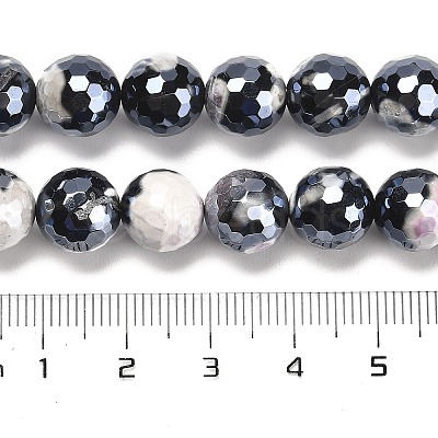 Electroplated Natural Fire Crackle Agate Round Beads Strands G-G0006-A02-03-1