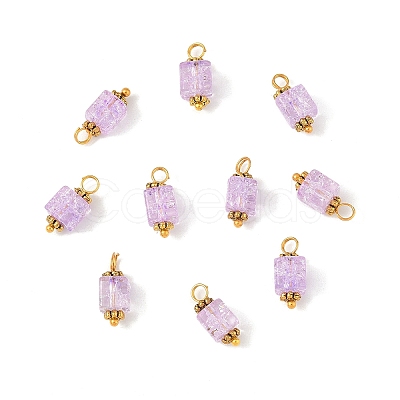 10Pcs Crackle Glass Pendants PALLOY-YW00067-07-1