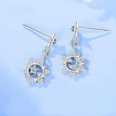 Brass Micro Pave Cubic Zirconia Stud Dangle Earrings for Women WGC617F-01-1