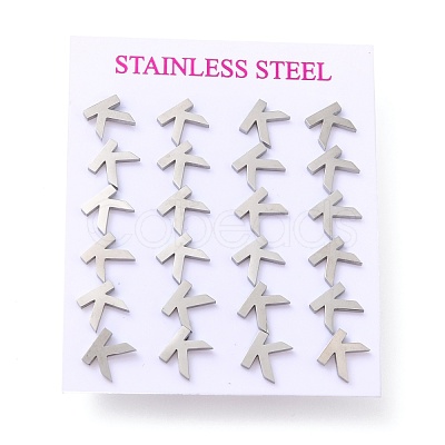 Tarnish Resistant 304 Stainless Steel Greek Alphabet Stud Earrings STAS-D007-07P-14-1