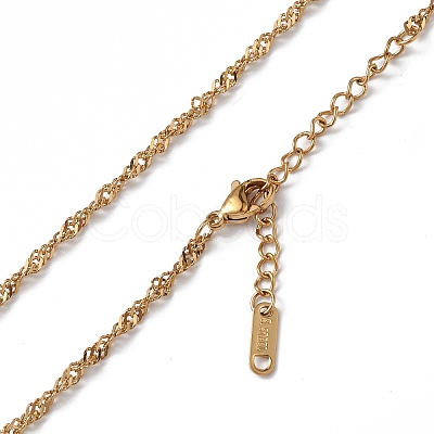 Ion Plating(IP) 304 Stainless Steel Singapore Chain Necklace for Men Women NJEW-K245-013A-1