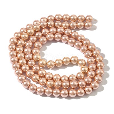 Baking Paint Pearlized Glass Pearl Round Bead Strands HY-XCP0001-30-1